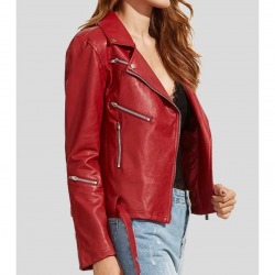 Womens Wear Red Leather Biker Jacket Womens Wear Red Leather Biker Jacket