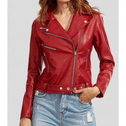 Womens Wear Red Leather Biker Jacket Womens Wear Red Leather Biker Jacket