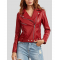 Womens Wear Red Leather Biker Jacket