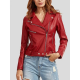 Womens Wear Red Leather Biker Jacket