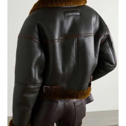 Women’s Brown Textured Leather Shearling Jacket Women’s Brown Textured Leather Shearling Jacket