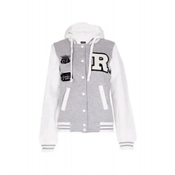 Womens Letterman White Hoodie