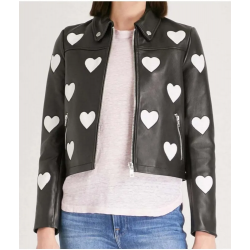 Womens Maje Heart Motorcycle Leather Jacket
