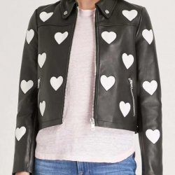 Womens Maje Heart Motorcycle Leather Jacket Womens Maje Heart Motorcycle Leather Jacket