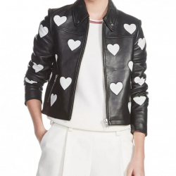 Womens Maje Heart Motorcycle Leather Jacket Womens Maje Heart Motorcycle Leather Jacket