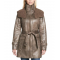 Womens Mid Length Shearling Duster Trench Coat