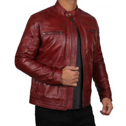 Wyoming Mens Wine Leather Jacket