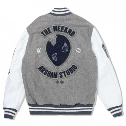 XO The Weeknd HOB 10 Year Letterman White Grey Jacket XO The Weeknd HOB 10 Year Letterman White Grey Jacket