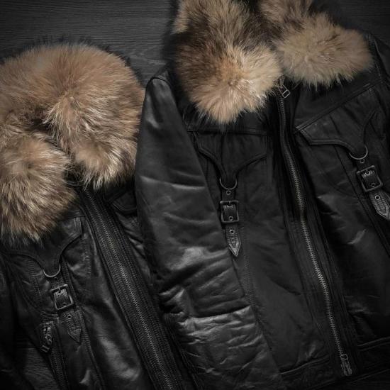 Yasuyuki Ishii Horsi Racoon Fur Black Leather Jacket