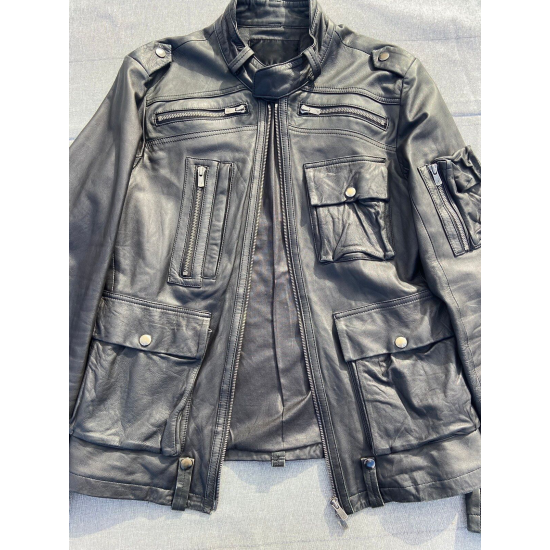 Yasuyuki Ishii Leather Cargo Black Jacket