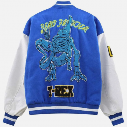 Zero Fighter T Rex Dinosaur Skeleton Varsity Jacket Zero Fighter T Rex Dinosaur Skeleton Varsity Jacket