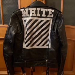 Off-White Virgil Abloh Black  Leather Biker Jacket Off-White Virgil Abloh Black  Leather Biker Jacket