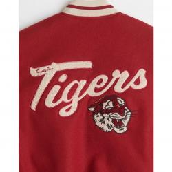 Embroidered Baseball Red Tigers Varsity And Letterman Jacket	 Embroidered Baseball Red Tigers Varsity And Letterman Jacket