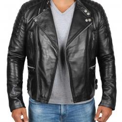 Darin Mens Black Quilted Motorcycle Asymmetrical Leather Jacket	 Darin Mens Black Quilted Motorcycle Asymmetrical Leather Jacket