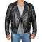 Darin Mens Black Quilted Motorcycle Asymmetrical Leather Jacket	