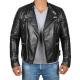 Darin Mens Black Quilted Motorcycle Asymmetrical Leather Jacket