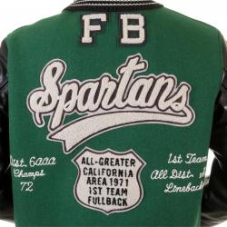 Dark Green Spartans Stadium Varsity Jacket	 Dark Green Spartans Stadium Varsity Jacket