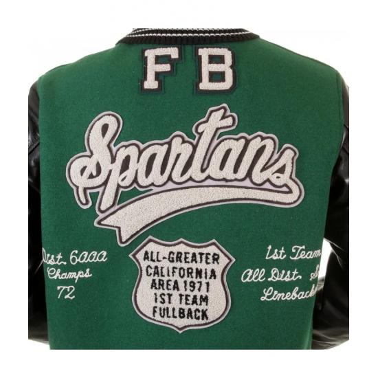 Dark Green Spartans Stadium Varsity Jacket