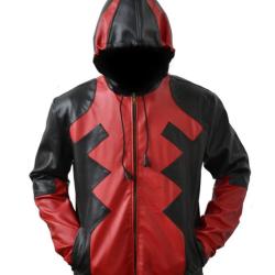 Deadpool Leather Hoodie Deadpool Leather Hoodie