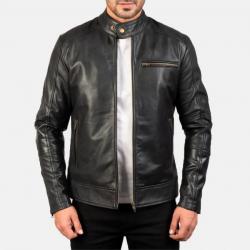 Dean Black Leather Biker Jacket	 Dean Black Leather Biker Jacket