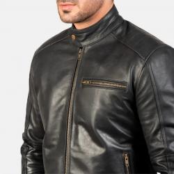 Dean Black Leather Biker Jacket	 Dean Black Leather Biker Jacket