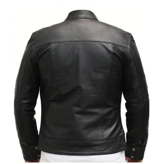 Darin Mens Black Quilted Motorcycle Asymmetrical Leather Jacket