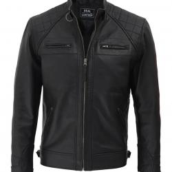 Diamond Classic Black Cafe Racer Biker Jacket	 Diamond Classic Black Cafe Racer Biker Jacket
