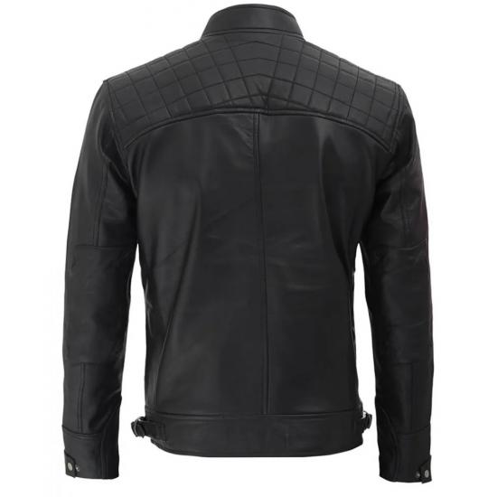 Diamond Classic Black Cafe Racer Biker Jacket