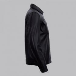 Diran Men Black Classic Leather Jacket with Shirt Collar	 Diran Men Black Classic Leather Jacket with Shirt Collar