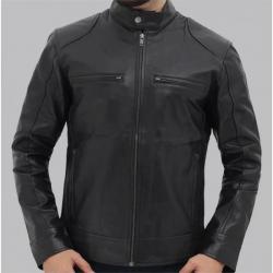 Dodge Black Mens Leather Racer Jacket	 Dodge Black Mens Leather Racer Jacket