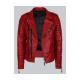 Double Breasted Mens Red Leather Biker Jacket