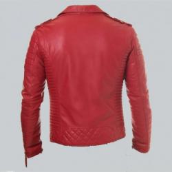 Double Breasted Mens Red Leather Biker Jacket	 Double Breasted Mens Red Leather Biker Jacket