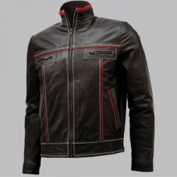 Double Stitched Men's Brown Leather Jacket	 Double Stitched Men's Brown Leather Jacket