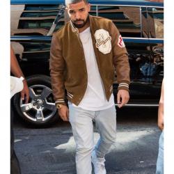 Drake Suede Leather Varsity Jacket Drake Suede Leather Varsity Jacket