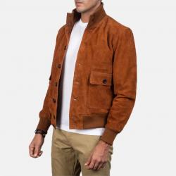 Eaton Brown Suede Bomber Jacket	 Eaton Brown Suede Bomber Jacket