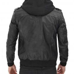 Edinburgh Black Hooded Leather Jacket	 Edinburgh Black Hooded Leather Jacket