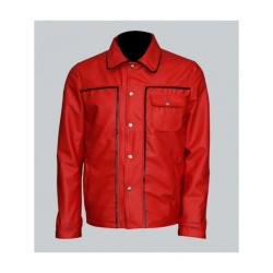 Elvis Presley Inspired Mens Red Leather Jacket	