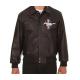 Embroidered Ford Mustang Bomber Black Leather Jacket