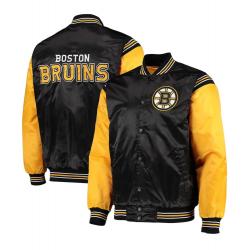 Enforcer Boston Bruins Yellow and Black Satin Jacket	