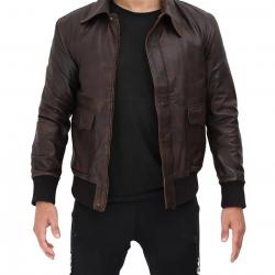 Ernest Mens Dark Brown Bomber Leather Jacket	 Ernest Mens Dark Brown Bomber Leather Jacket