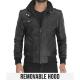 Ferndale Black Hooded Bomber Leather Jacket