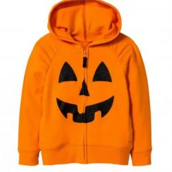 Fleece Halloween Pumpkin Zip Up Hoodie	