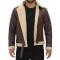Foligno Brown Distressed Shearling Bomber Leather Jacket	
