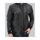 Frank Mens Black Leather Hooded Bomber Jacket