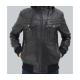 Frank Mens Black Leather Hooded Bomber Jacket