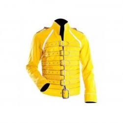 Freddie Mercury Concert Yellow Military Motorcycle Jacket	 Freddie Mercury Concert Yellow Military Motorcycle Jacket