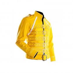Freddie Mercury Concert Yellow Military Motorcycle Jacket	 Freddie Mercury Concert Yellow Military Motorcycle Jacket
