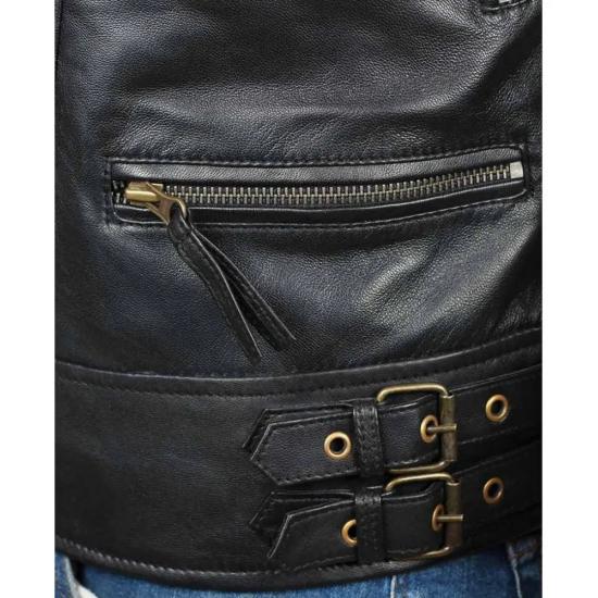 Frisco Asymmetrical Mens Black Leather Motorcycle Jacket