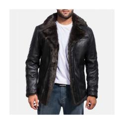 Furcliff Black Leather Coat	