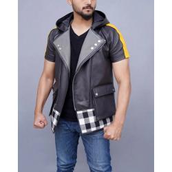 Game Inspired Kingdom Hearts III Riku Cosplay Costume Hooded Leather Jacket	